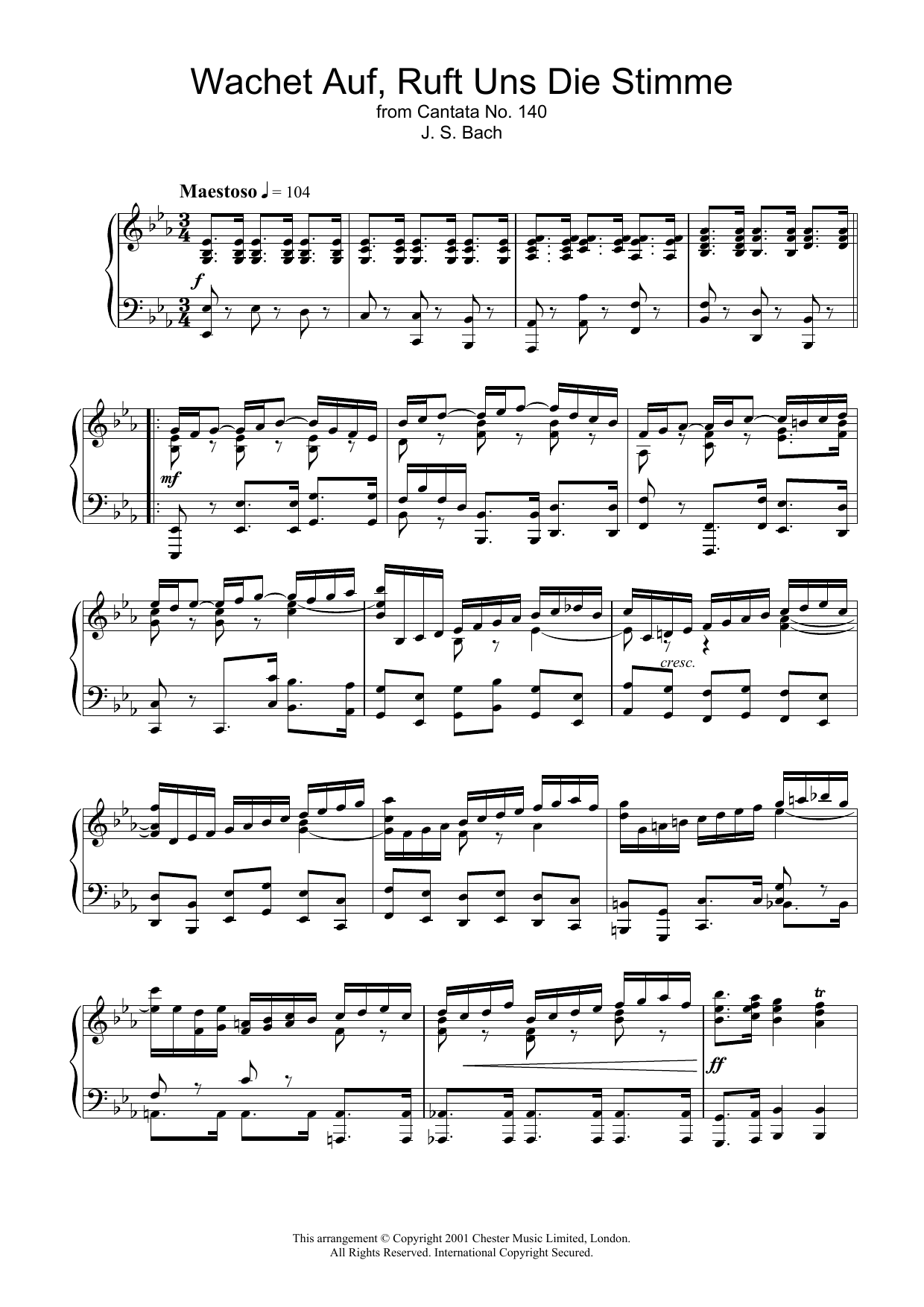 Download J.S. Bach Wachet Auf, Ruft Uns Die Stimme (from Cantata No.140) Sheet Music and learn how to play Piano PDF digital score in minutes