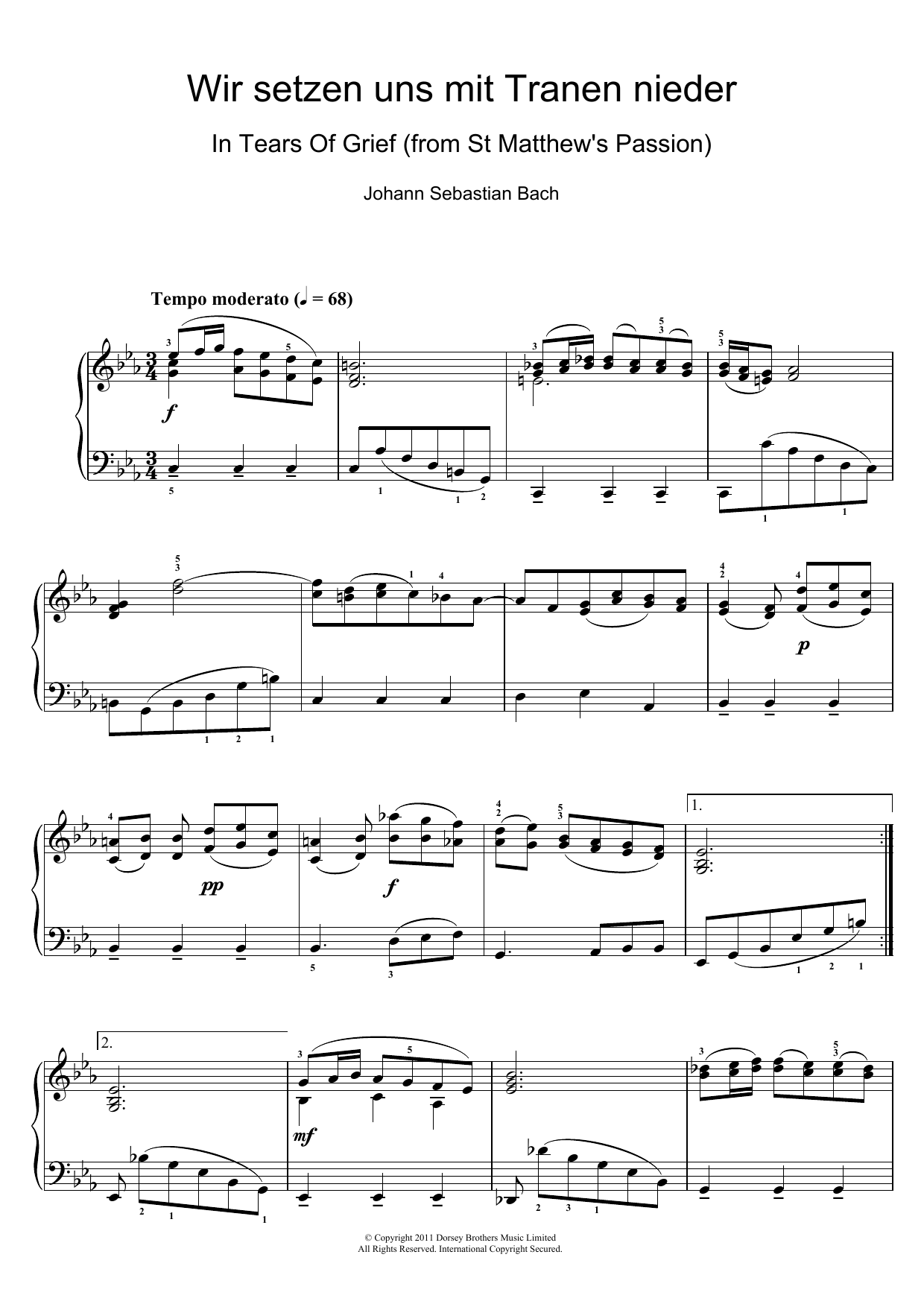 Download J.S. Bach Wir setzen uns mit Tranen nieder Sheet Music and learn how to play Piano PDF digital score in minutes