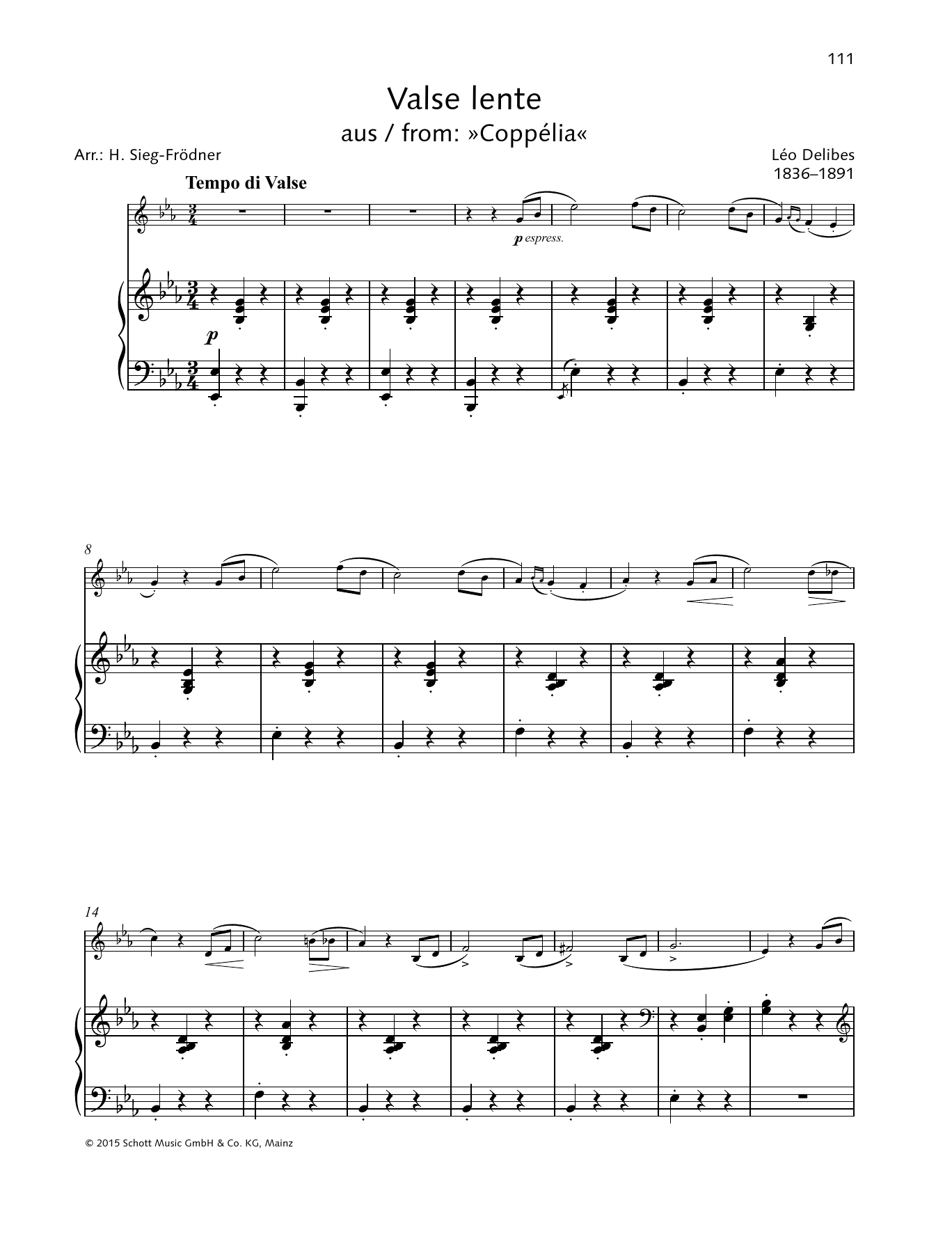 Download Johann Sieg-Frödner Valse Lente Sheet Music and learn how to play String Solo PDF digital score in minutes