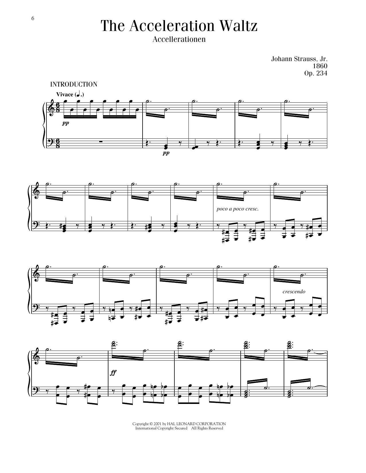 Download Johann Strauss Acceleration Waltz, Op. 234 Sheet Music and learn how to play Piano Solo PDF digital score in minutes