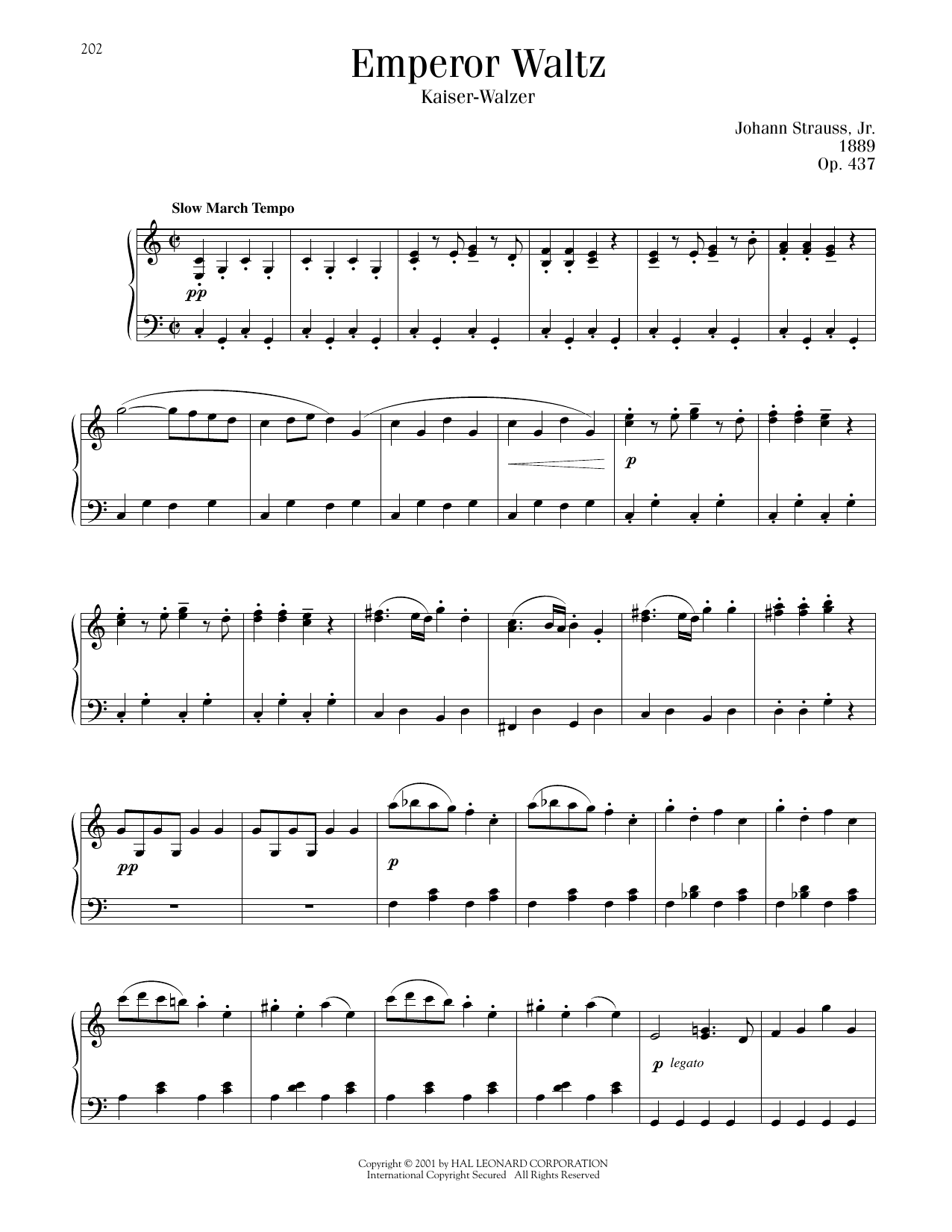 Download Johann Strauss Emperor Waltz, Op. 437 Sheet Music and learn how to play Piano Solo PDF digital score in minutes