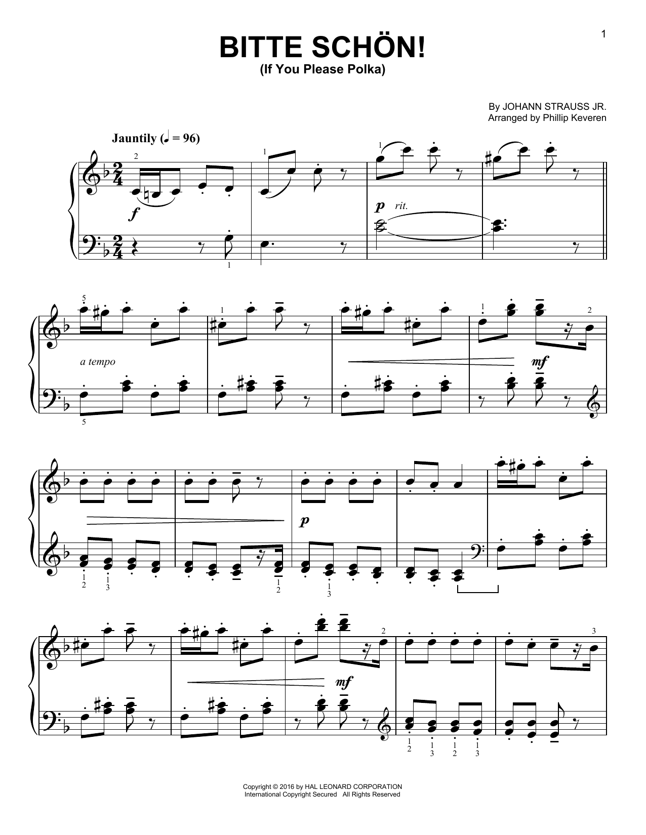 Download Phillip Keveren Bitte schon! (If You Please Polka) Sheet Music and learn how to play Easy Piano PDF digital score in minutes