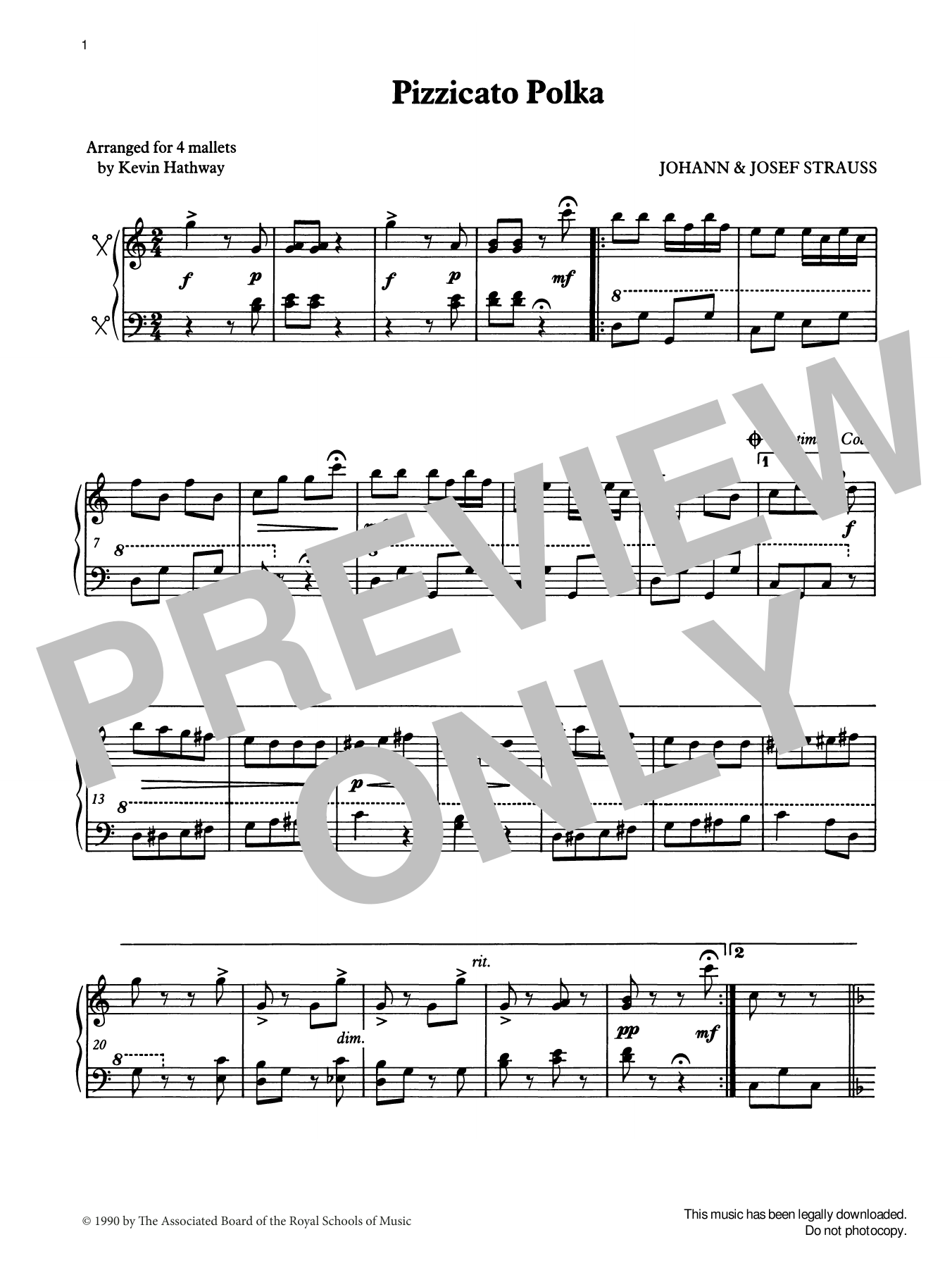 Download Johann Strauss II Pizzicato Polka from Graded Music for Tuned Percussion, Book IV Sheet Music and learn how to play Percussion Solo PDF digital score in minutes