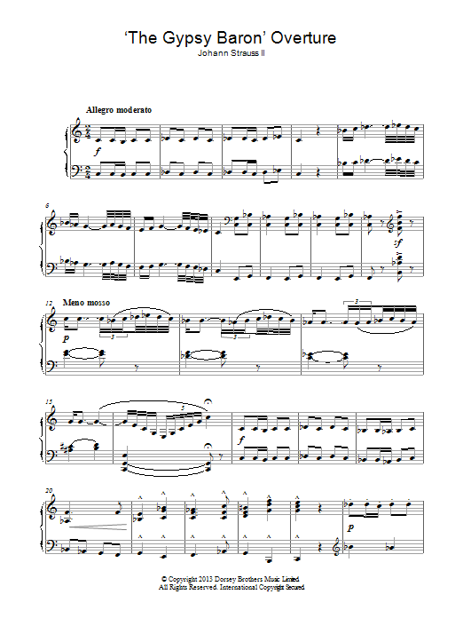 Download Johann Strauss II The Gypsy Baron Sheet Music and learn how to play Piano PDF digital score in minutes