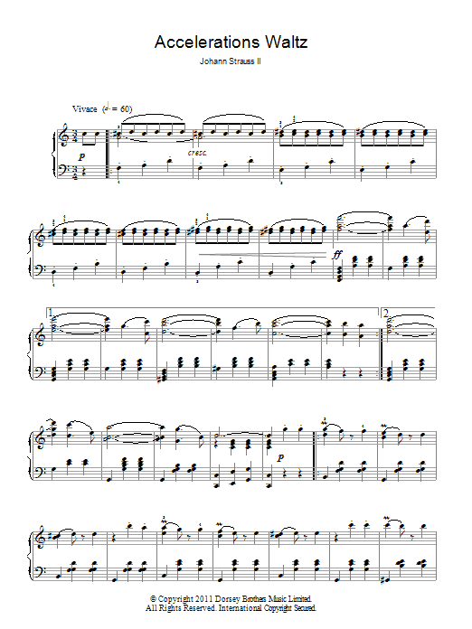 Download Johann Strauss II Acceleration Waltz, Op. 234 Sheet Music and learn how to play Piano PDF digital score in minutes