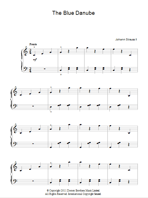Download Johann Strauss II (On The Beautiful) The Blue Danube Sheet Music and learn how to play Beginner Piano PDF digital score in minutes