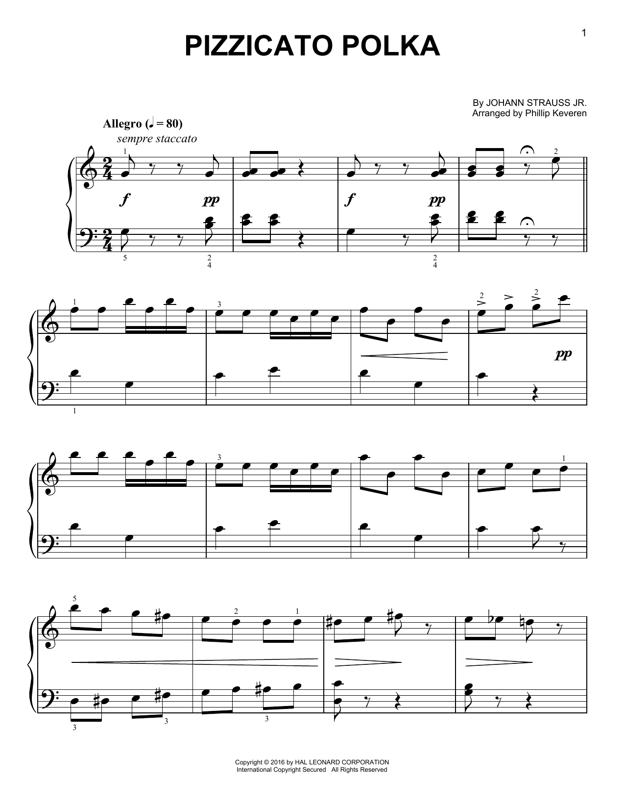 Download Phillip Keveren Pizzicato Polka Sheet Music and learn how to play Easy Piano PDF digital score in minutes