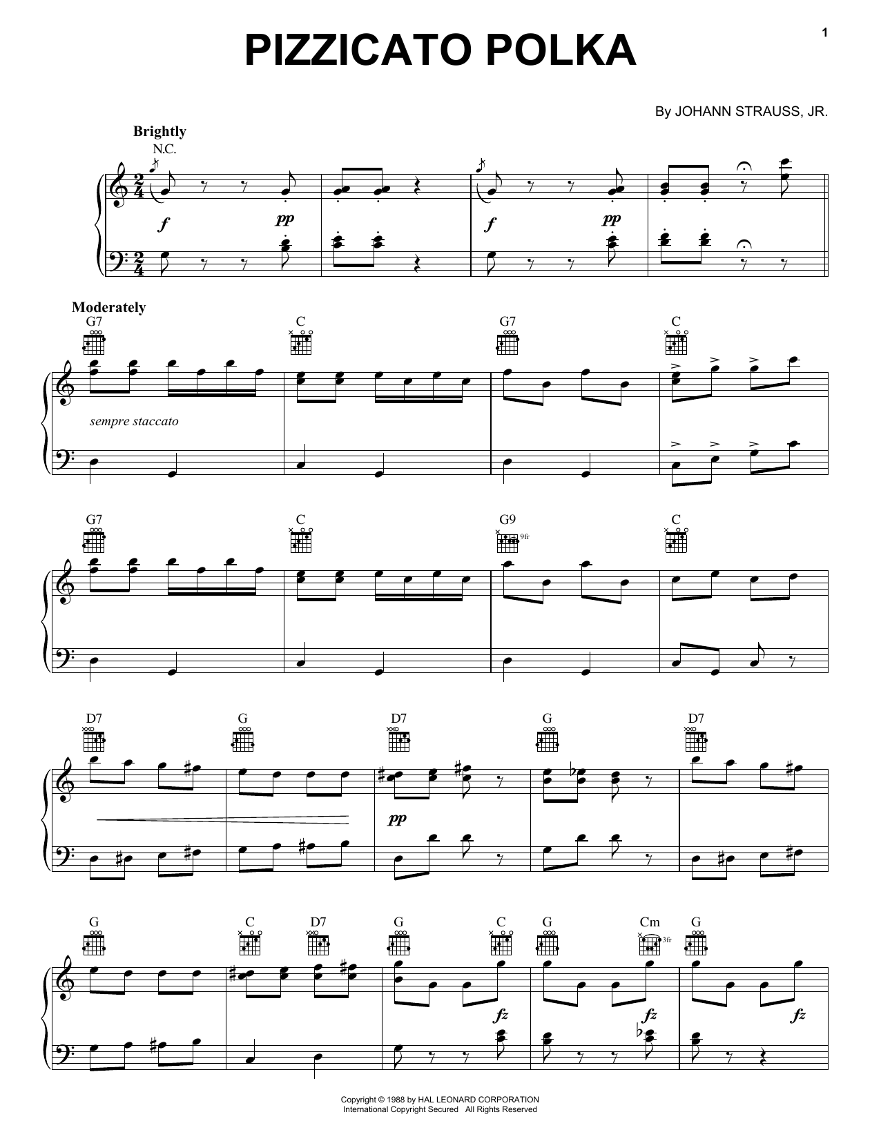 Download Johann Strauss, Jr. Pizzicato Polka Sheet Music and learn how to play Piano PDF digital score in minutes