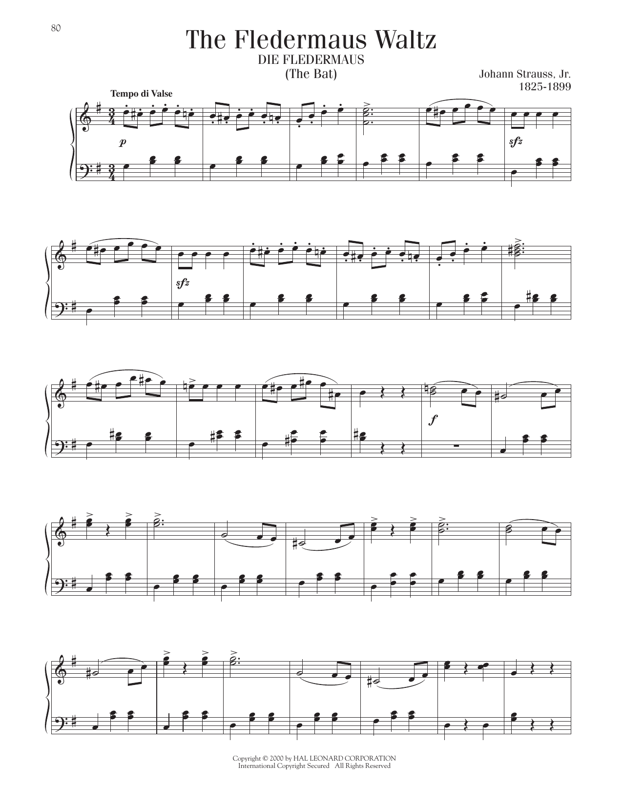 Download Johann Strauss, Jr. The Fledermaus Waltz Sheet Music and learn how to play Piano Solo PDF digital score in minutes
