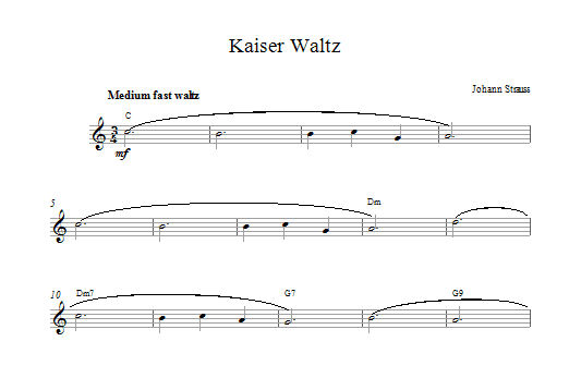Download Johann Strauss II Kaiser Waltz Sheet Music and learn how to play Melody Line & Chords PDF digital score in minutes