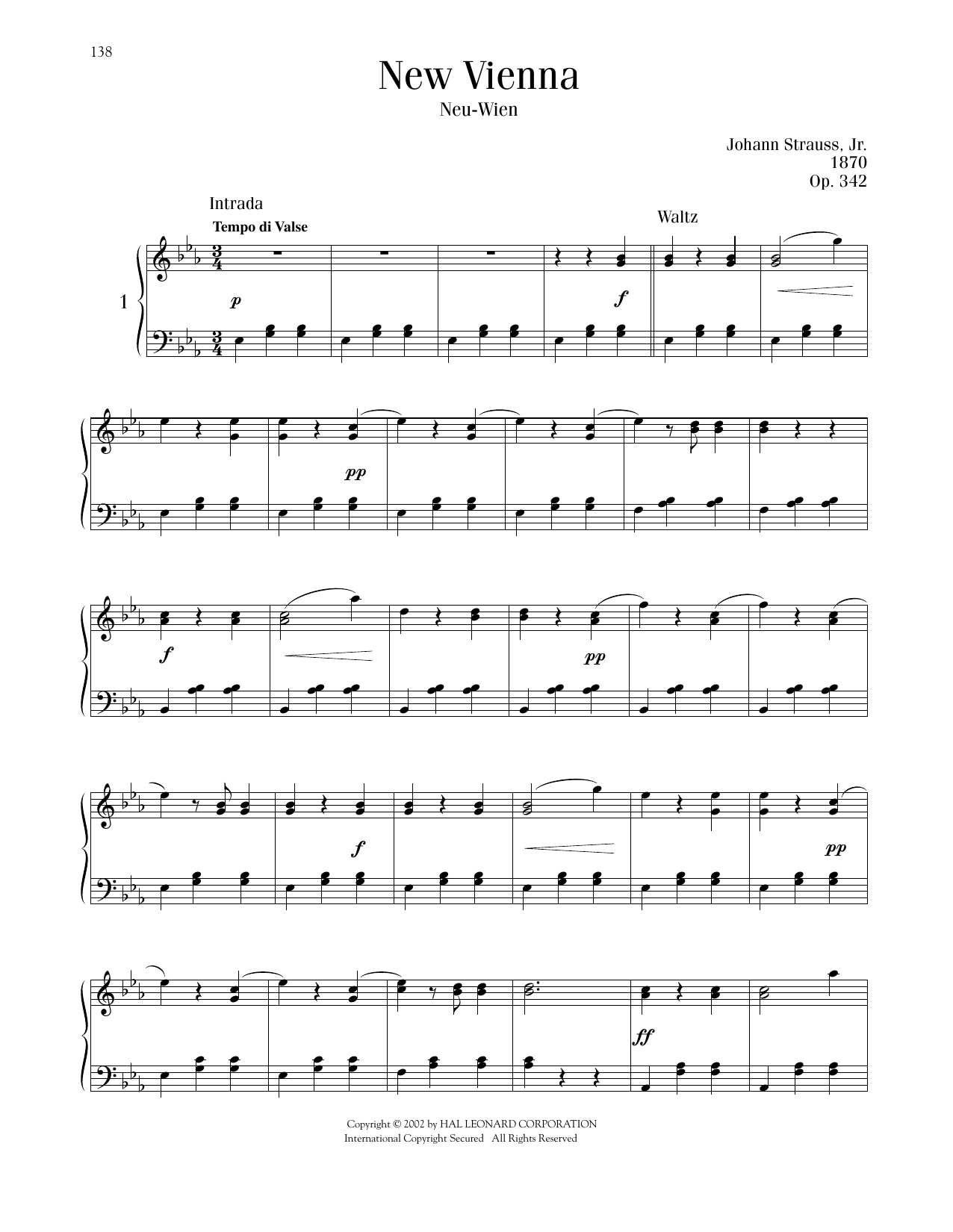 Download Johann Strauss New Vienna, Op. 342 Sheet Music and learn how to play Piano Solo PDF digital score in minutes