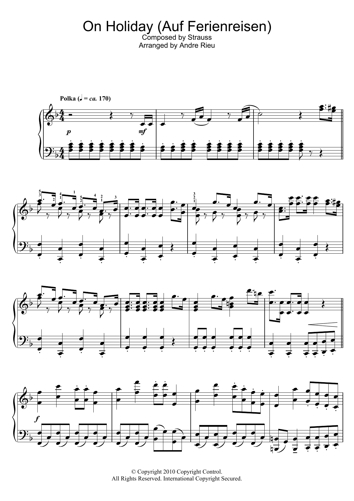 Download Johann Strauss On Holiday Sheet Music and learn how to play Piano PDF digital score in minutes