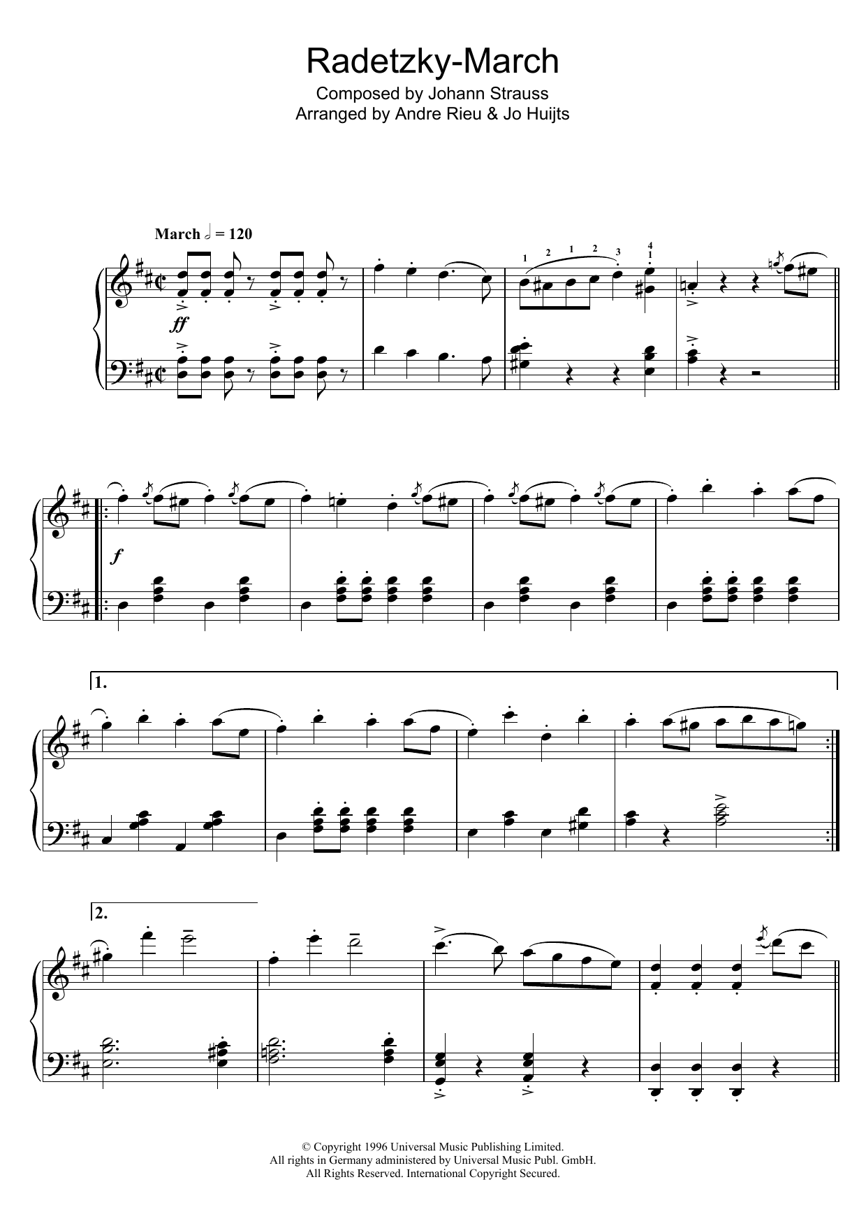 Download Johann Strauss Radetsky Sheet Music and learn how to play Piano PDF digital score in minutes