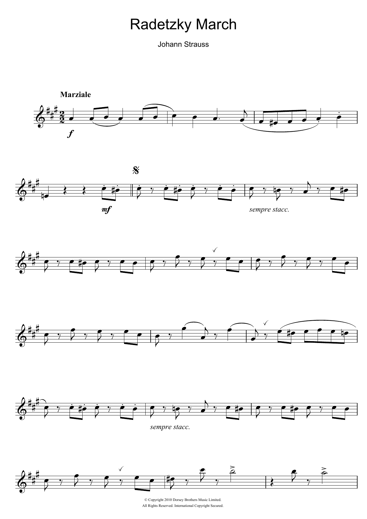Download Johann Strauss Radetzky March Op. 228 Sheet Music and learn how to play Alto Saxophone PDF digital score in minutes