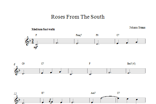 Download Johann Strauss II Roses From The South Sheet Music and learn how to play Melody Line & Chords PDF digital score in minutes