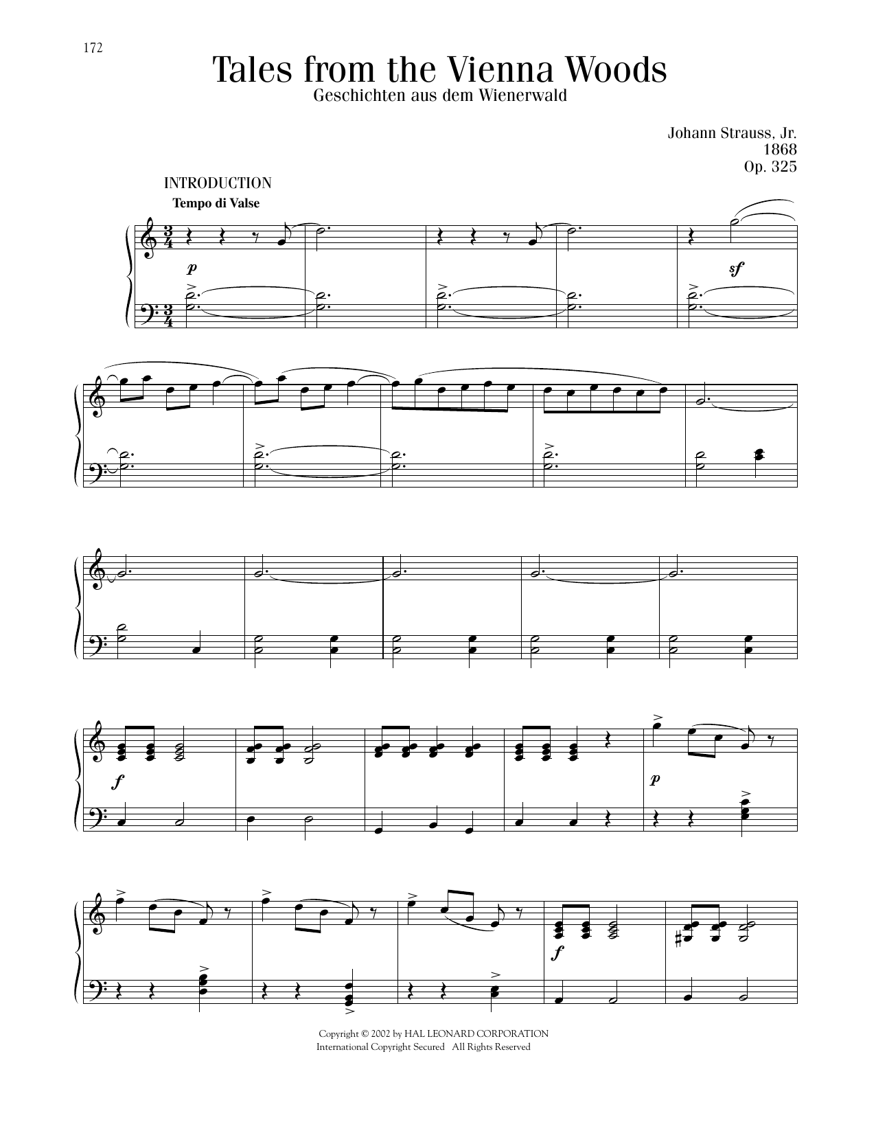 Download Johann Strauss Tales From The Vienna Woods Sheet Music and learn how to play Piano Solo PDF digital score in minutes