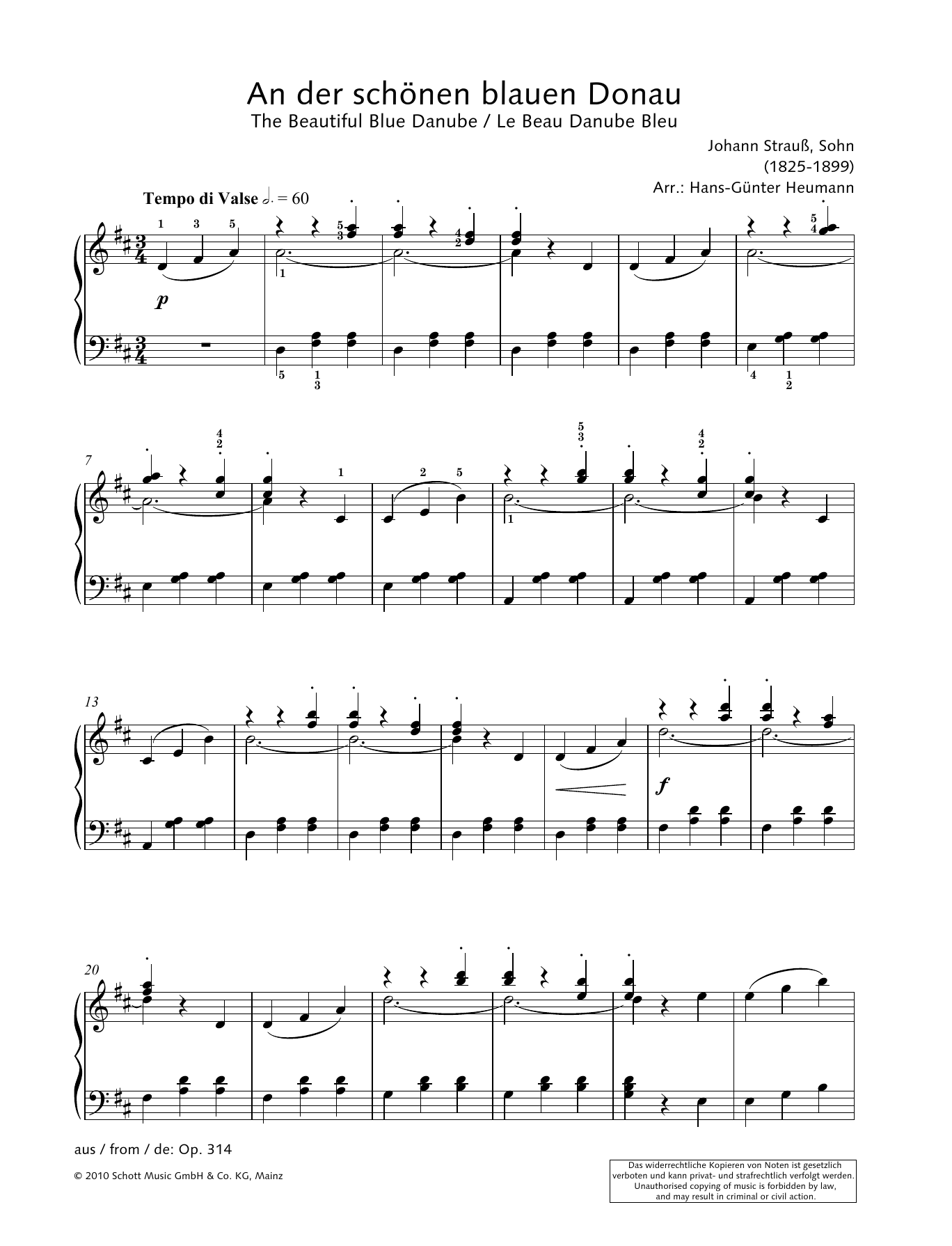 Download Johann Strauss The Beautiful Blue Danube Sheet Music and learn how to play Piano Solo PDF digital score in minutes