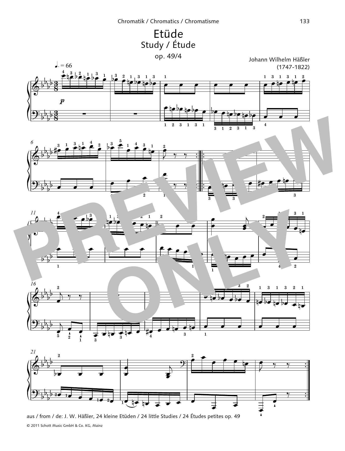 Download Johann Wilhelm Hässler Study Sheet Music and learn how to play Piano Solo PDF digital score in minutes