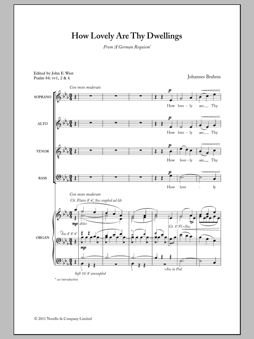 Download Johannes Brahms How Lovely Are Thy Dwellings Sheet Music and learn how to play SATB PDF digital score in minutes