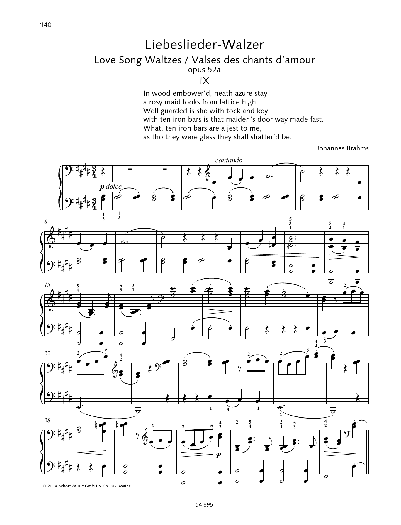 Download Johannes Brahms Love Song Waltzes Sheet Music and learn how to play Piano Duet PDF digital score in minutes