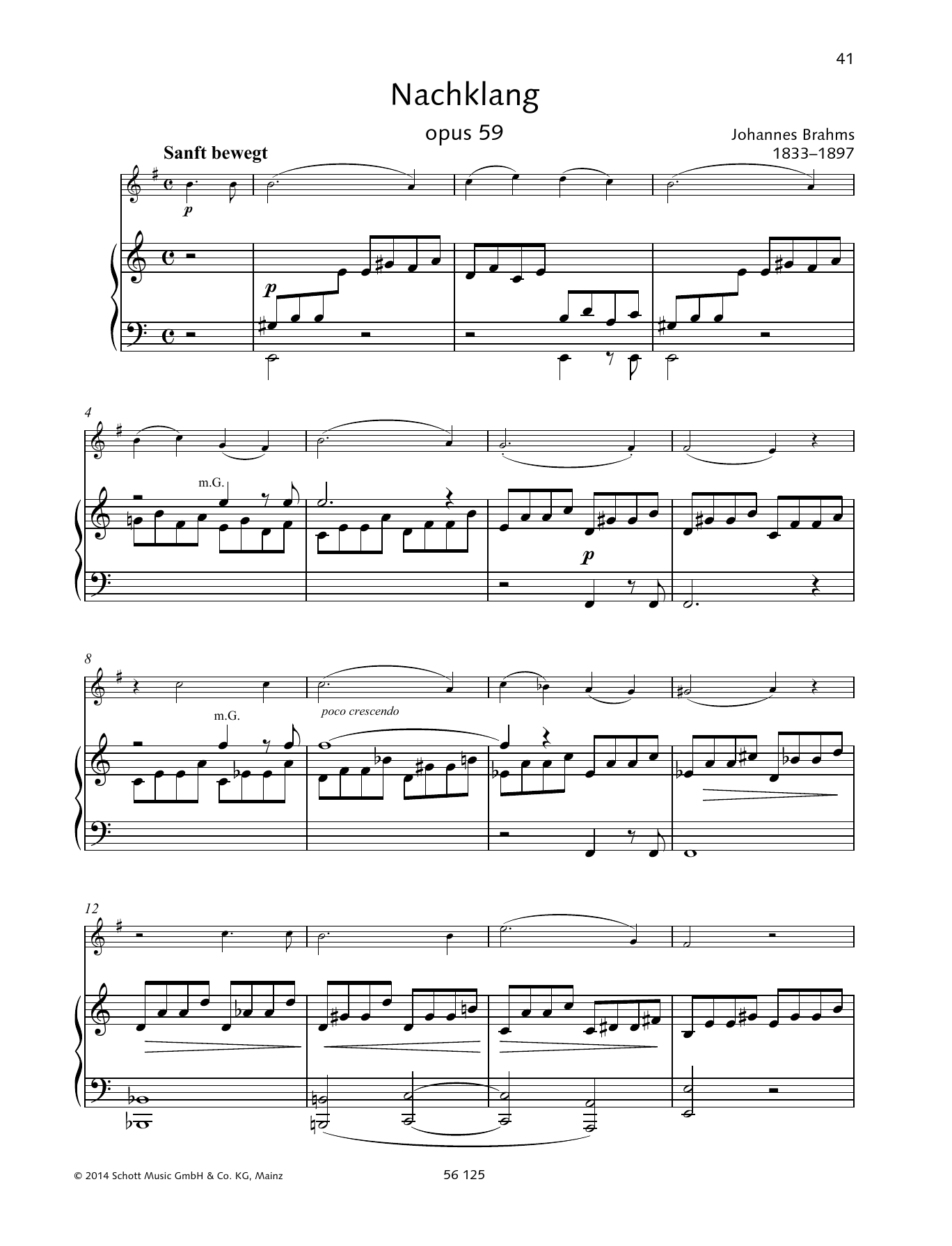 Download Johannes Brahms Nachklang Sheet Music and learn how to play Brass Solo PDF digital score in minutes