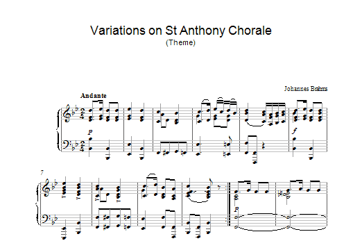 Download Johannes Brahms Variations on St Anthony Chorale (Theme) Sheet Music and learn how to play Piano PDF digital score in minutes