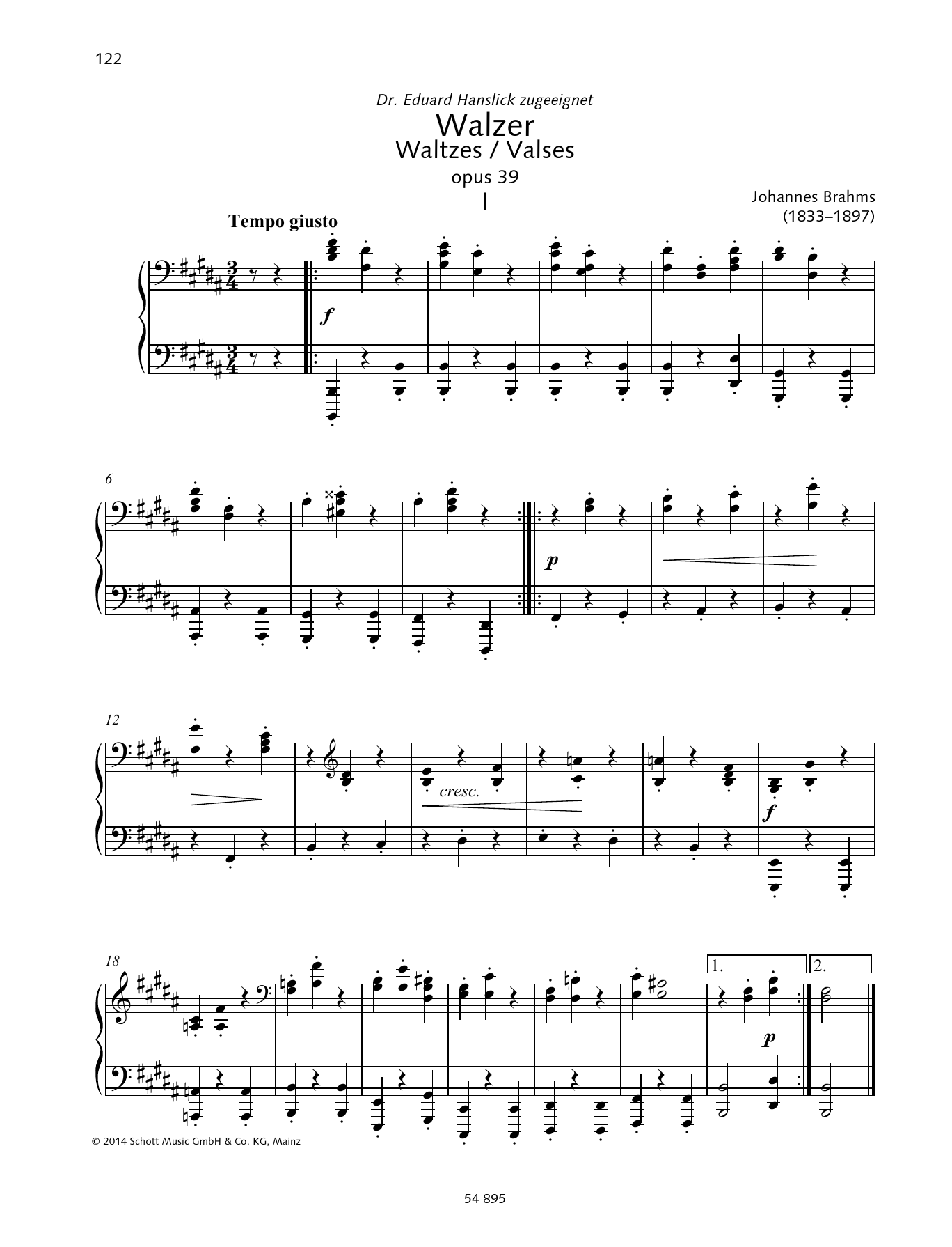 Download Johannes Brahms Waltzes Sheet Music and learn how to play Piano Duet PDF digital score in minutes