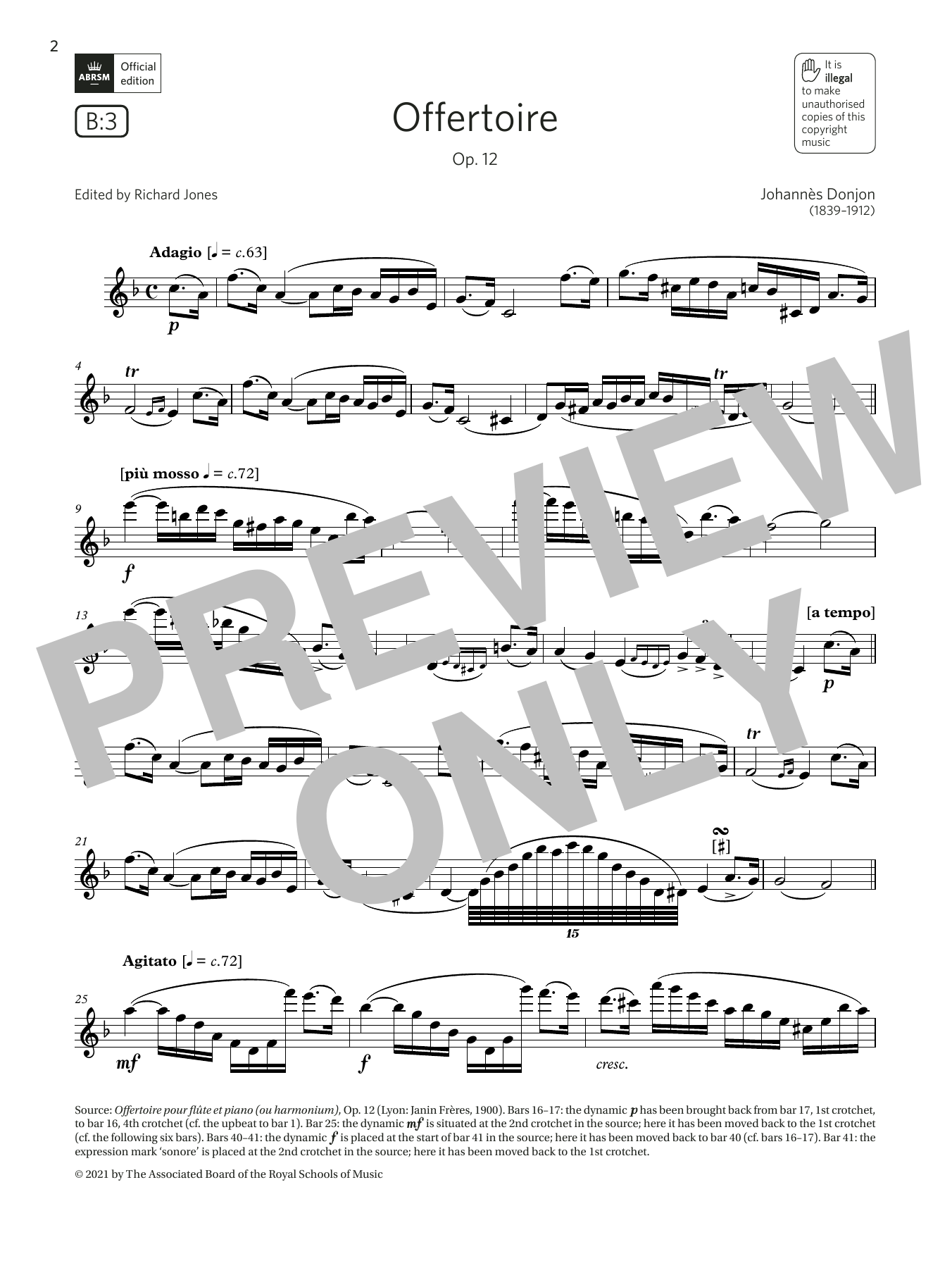 Download Johannes Donjon Offertoire, Op. 12 (Grade 7 List B3 from the ABRSM Flute syllabus from 2022) Sheet Music and learn how to play Flute Solo PDF digital score in minutes
