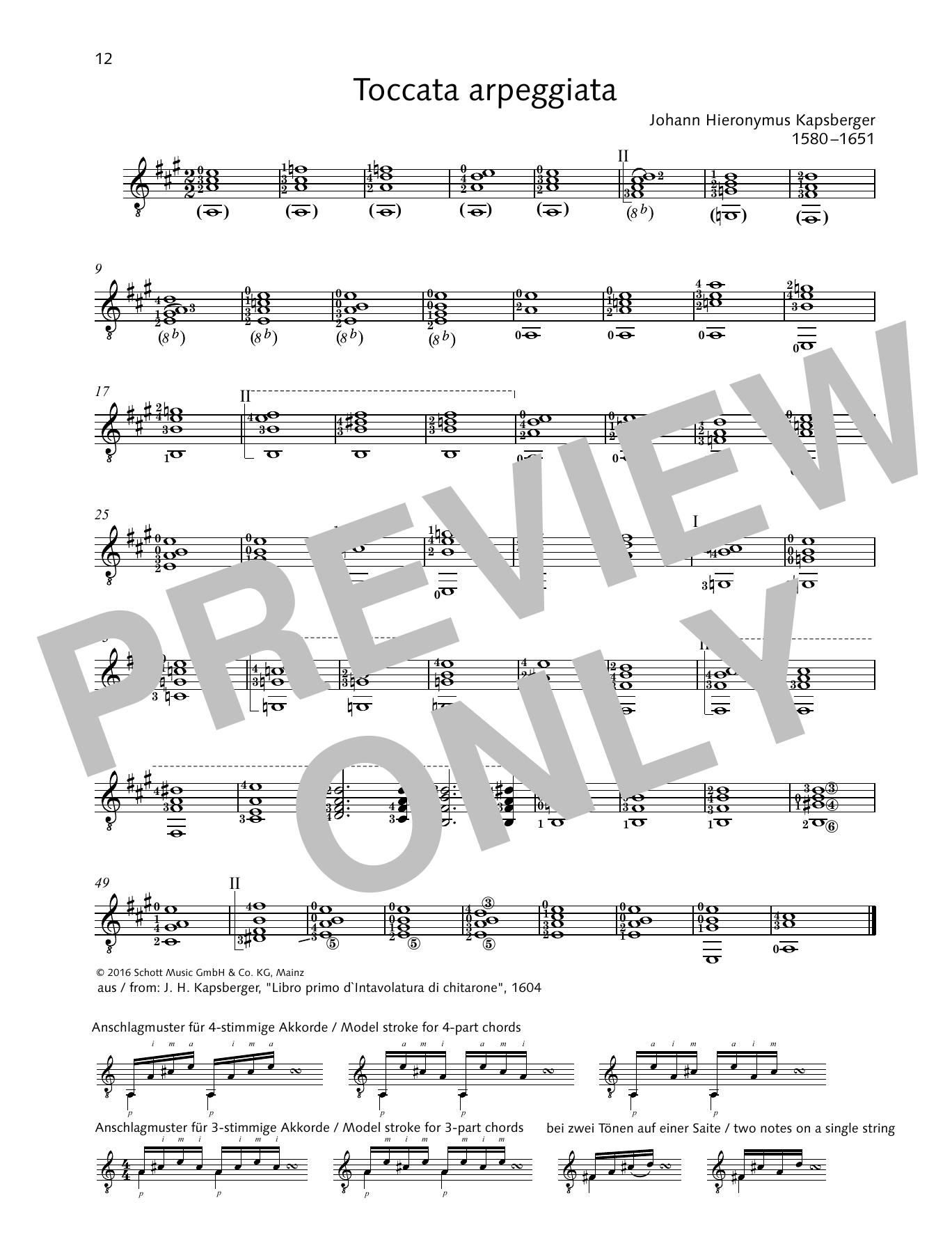 Download Johannes Hieronymus von Kapsberger Toccata arpeggiata Sheet Music and learn how to play Solo Guitar PDF digital score in minutes