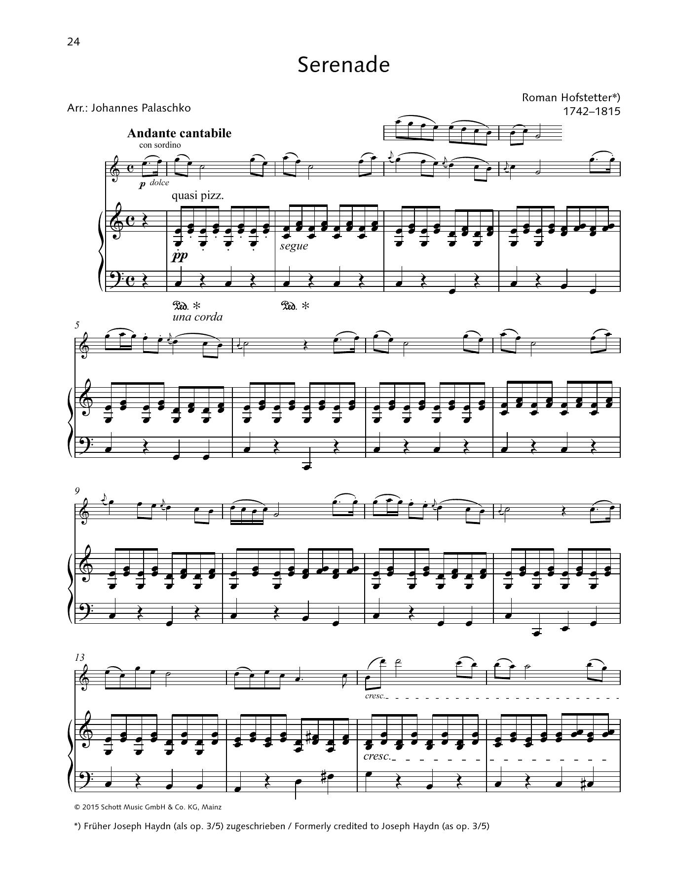 Download Johannes Palaschko Serenade Sheet Music and learn how to play String Solo PDF digital score in minutes