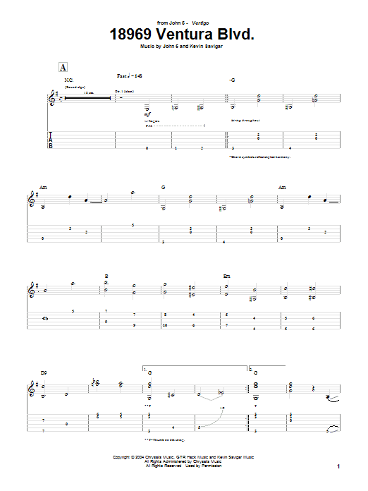 Download John 5 18969 Ventura Blvd. Sheet Music and learn how to play Guitar Tab PDF digital score in minutes