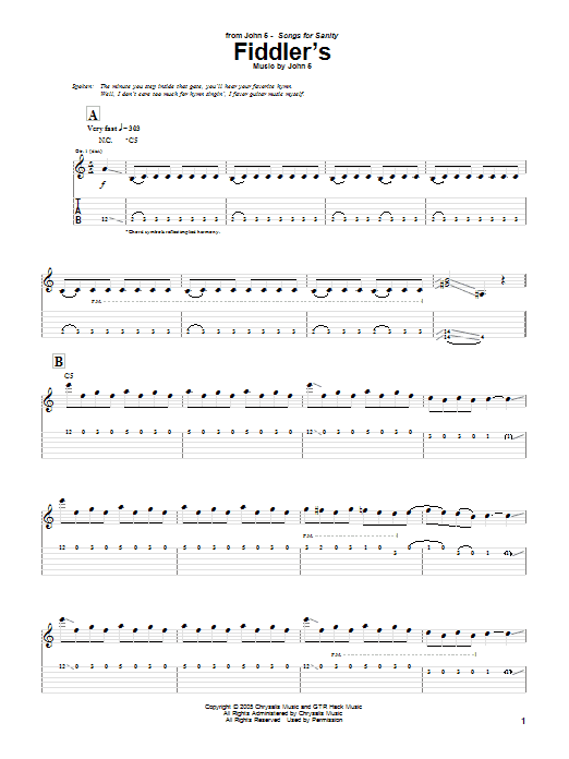 Download John 5 Fiddler's Sheet Music and learn how to play Guitar Tab PDF digital score in minutes