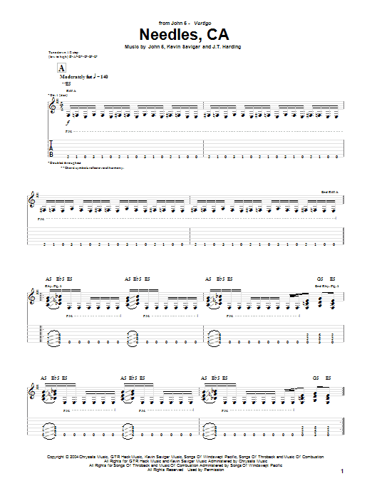 Download John 5 Needles, CA Sheet Music and learn how to play Guitar Tab PDF digital score in minutes