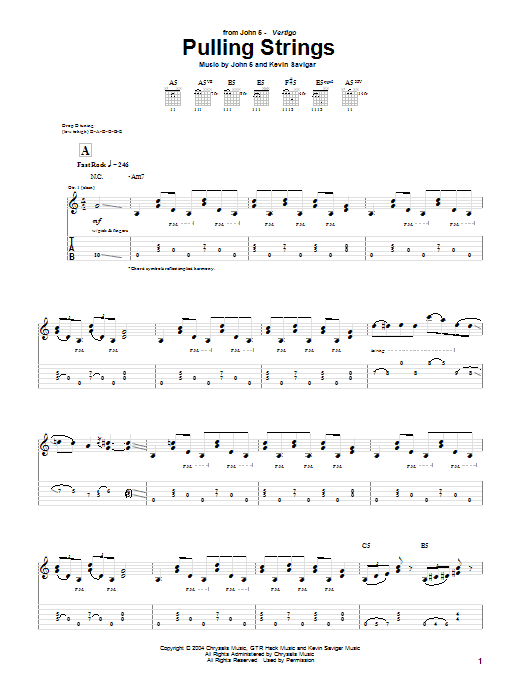 Download John 5 Pulling Strings Sheet Music and learn how to play Guitar Tab PDF digital score in minutes