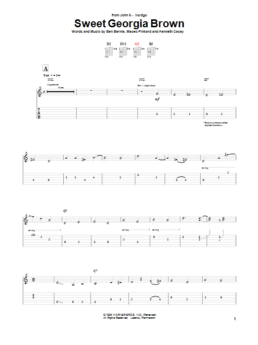Download John 5 Sweet Georgia Brown Sheet Music and learn how to play Guitar Tab PDF digital score in minutes