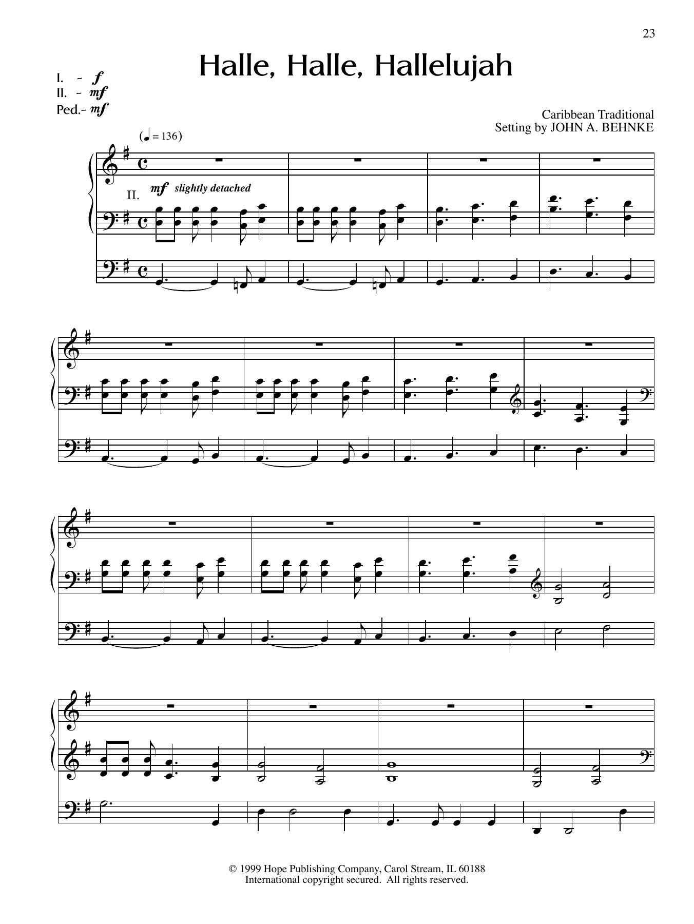 Download John A. Behnke Halle, Halle, Hallelujah Sheet Music and learn how to play Organ PDF digital score in minutes