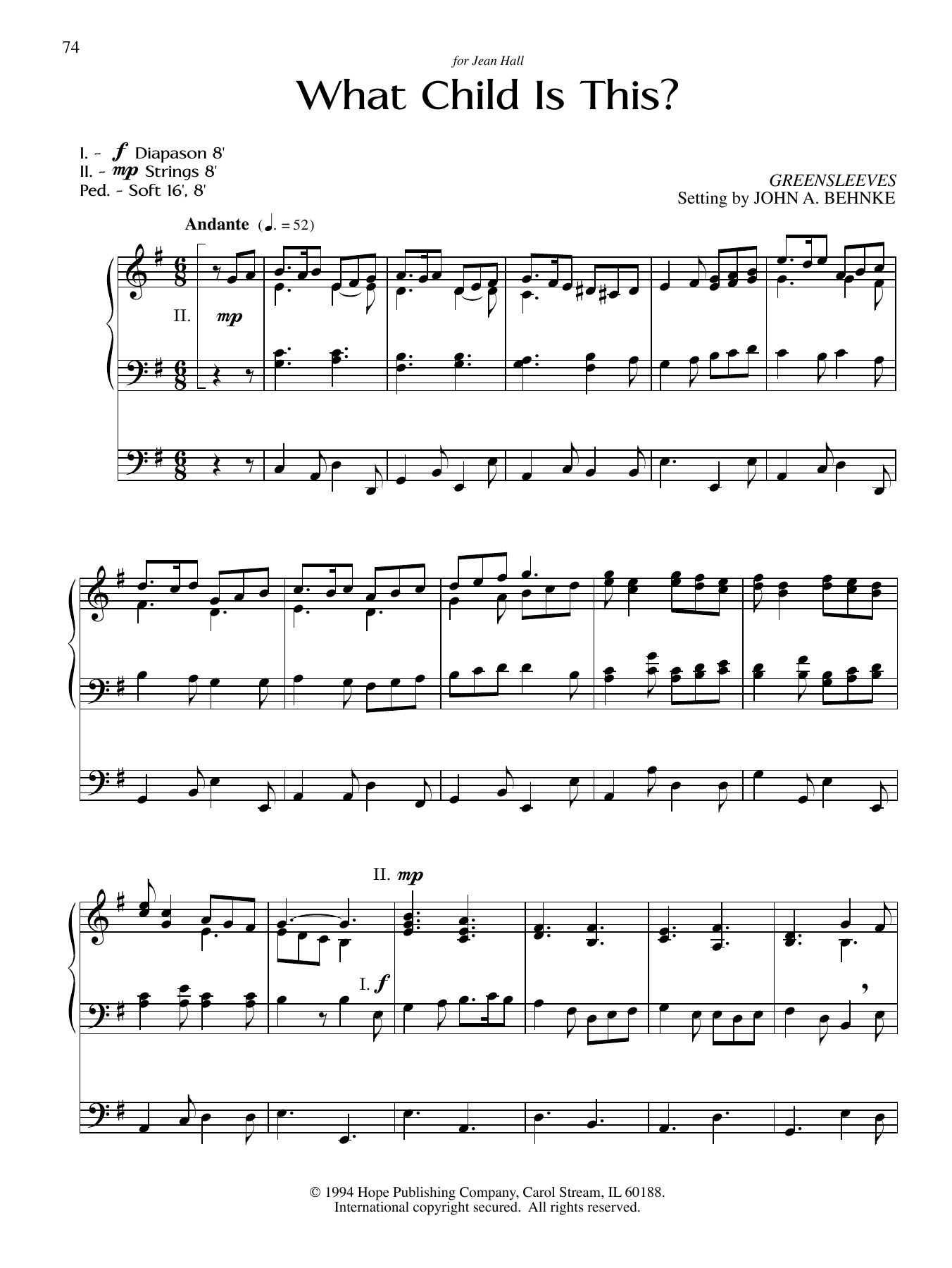 Download John A. Behnke What Child Is This? Sheet Music and learn how to play Organ PDF digital score in minutes