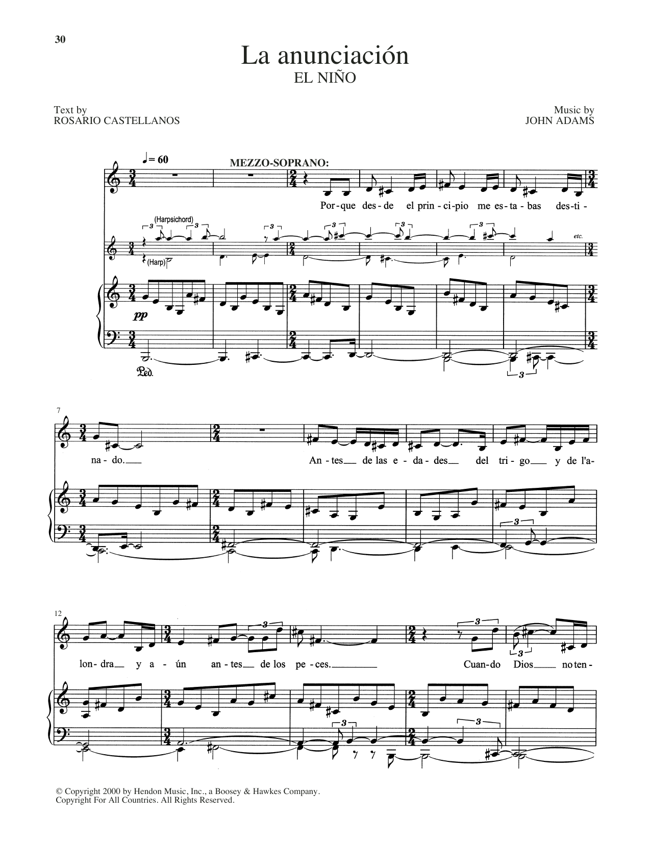 Download John Adams La Anunciacion Sheet Music and learn how to play Piano & Vocal PDF digital score in minutes