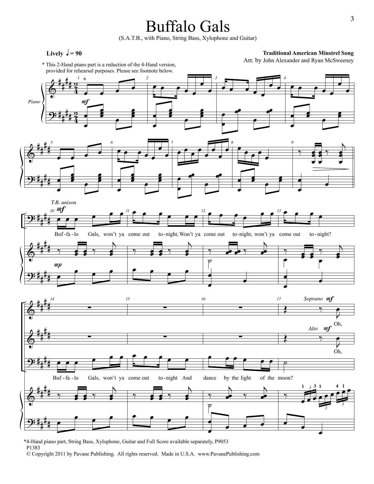 Download John Alexander Buffalo Gals Sheet Music and learn how to play SATB Choir PDF digital score in minutes