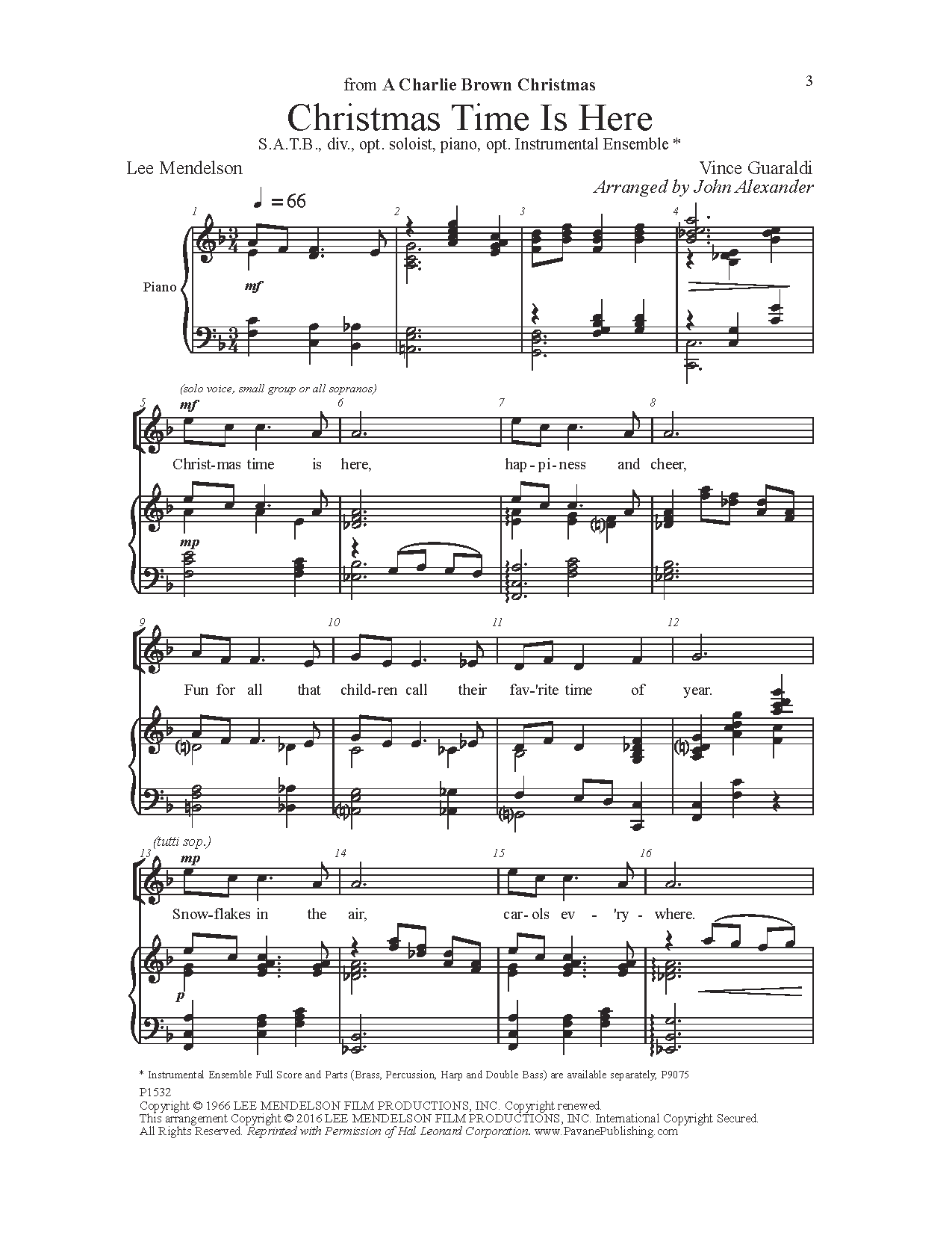 Download John Alexander Christmas Time Is Here Sheet Music and learn how to play SATB Choir PDF digital score in minutes