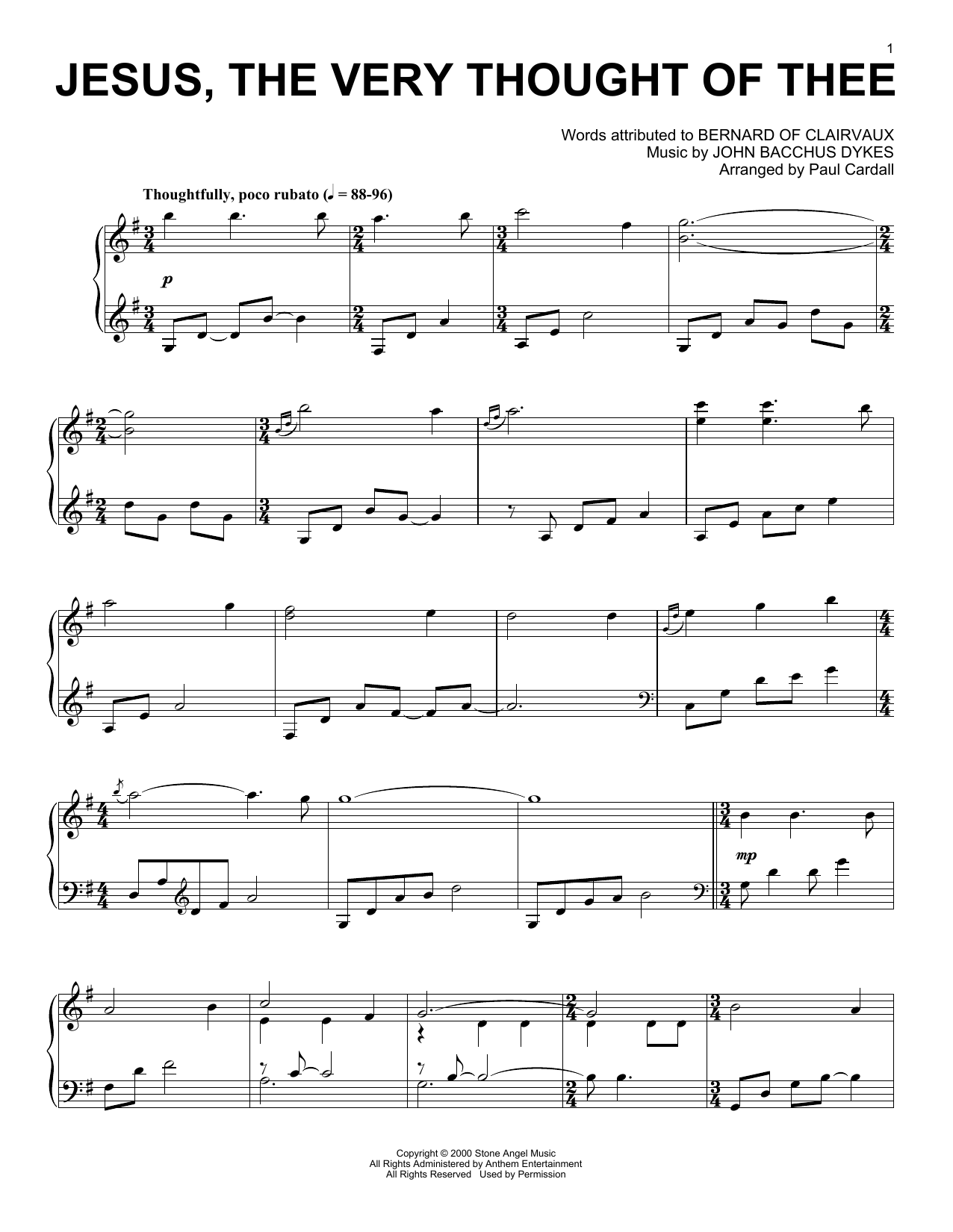 Download John Bacchus Dykes Jesus, The Very Thought Of Thee (arr. Paul Cardall) Sheet Music and learn how to play Piano Solo PDF digital score in minutes