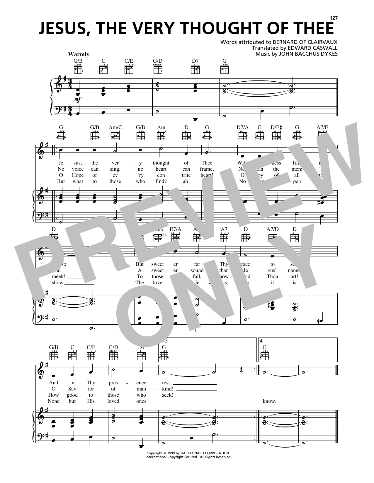 Download John Bacchus Dykes Jesus, The Very Thought Of Thee Sheet Music and learn how to play Piano, Vocal & Guitar Chords (Right-Hand Melody) PDF digital score in minutes