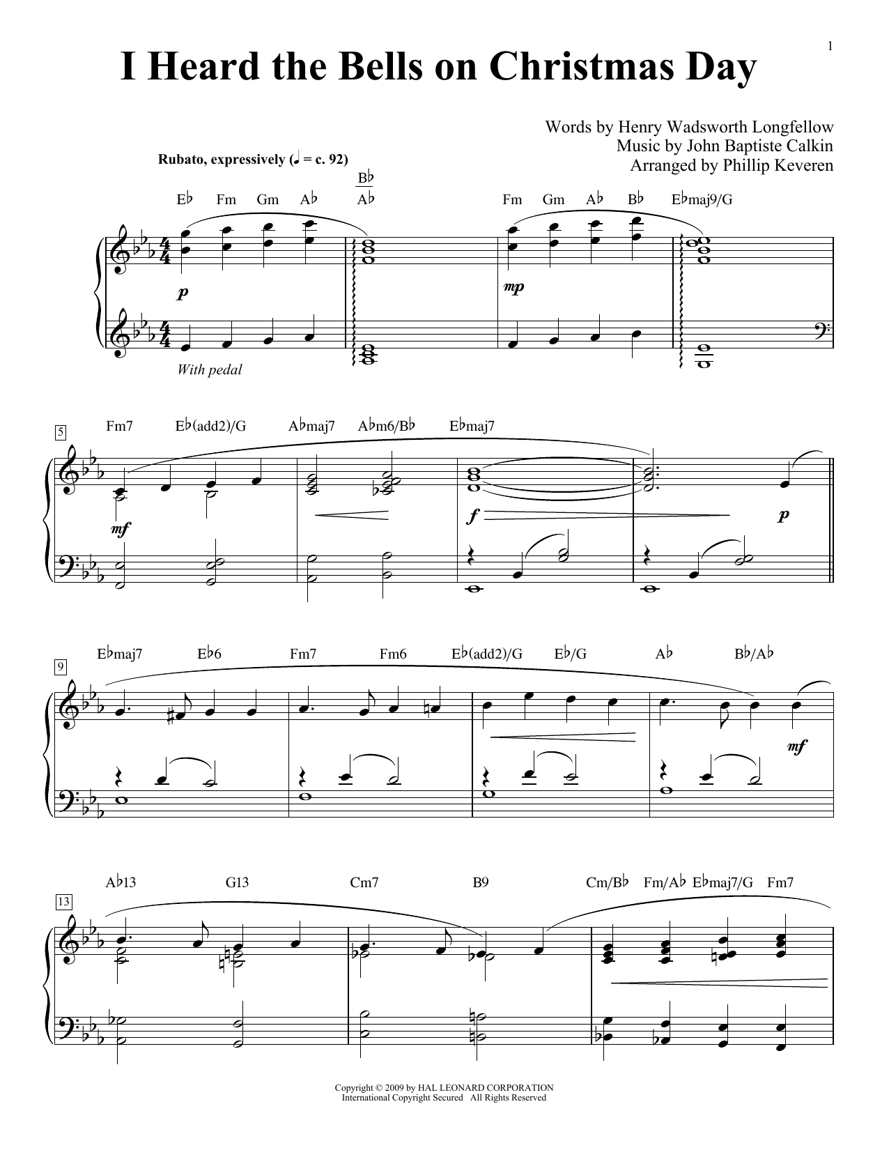 Download Henry Wadsworth Longfellow I Heard The Bells On Christmas Day Sheet Music and learn how to play Piano PDF digital score in minutes