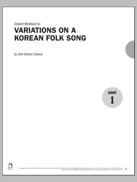 Download John Barnes Chance Guides to Band Masterworks, Vol. 3 - Student Workbook - Variations on a Korean F Sheet Music and learn how to play Instrumental Method PDF digital score in minutes