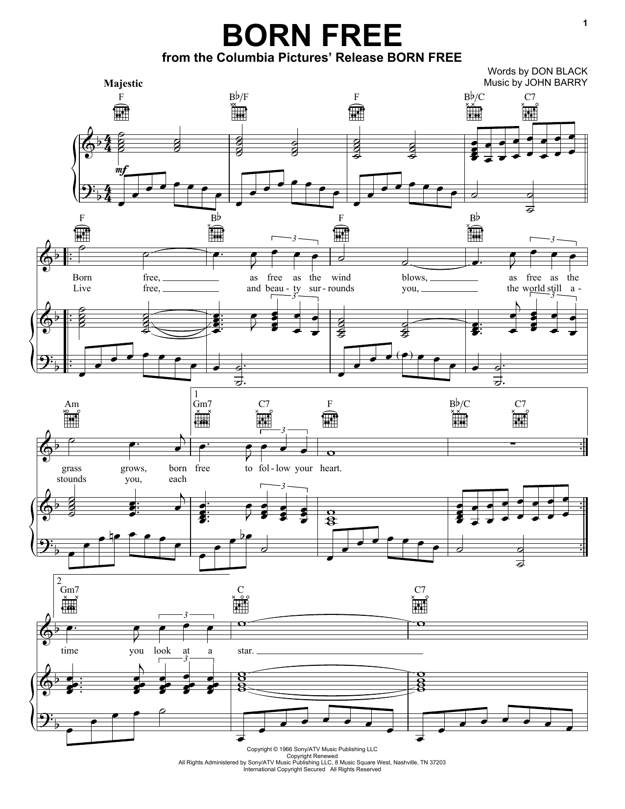Download John Barry Born Free Sheet Music and learn how to play Flute PDF digital score in minutes