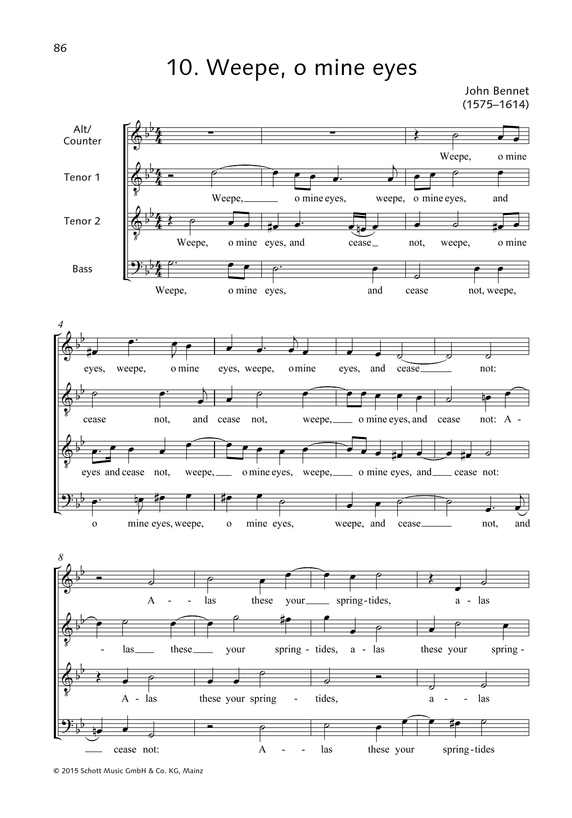 Download John Bennett Weepe, o mine eyes Sheet Music and learn how to play Choir PDF digital score in minutes