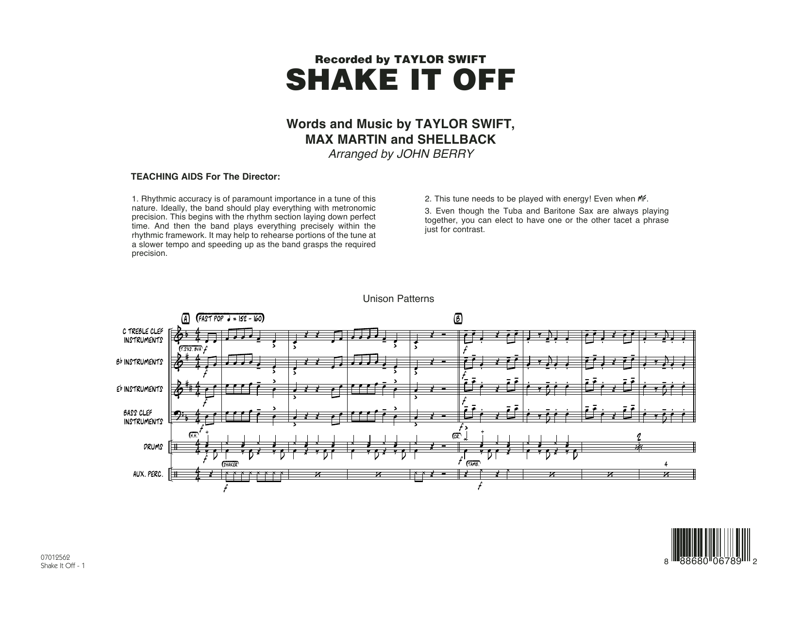 Download John Berry Shake It Off - Conductor Score (Full Score) Sheet Music and learn how to play Jazz Ensemble PDF digital score in minutes