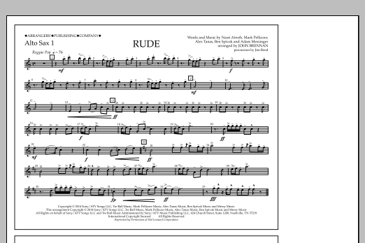 Download John Brennan Rude - Alto Sax 1 Sheet Music and learn how to play Marching Band PDF digital score in minutes