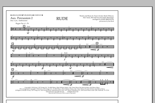 Download John Brennan Rude - Aux. Perc. 2 Sheet Music and learn how to play Marching Band PDF digital score in minutes