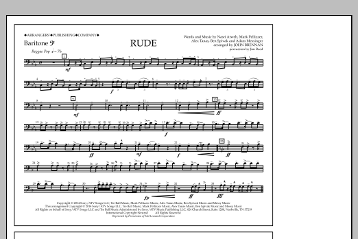 Download John Brennan Rude - Baritone B.C. Sheet Music and learn how to play Marching Band PDF digital score in minutes